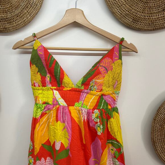 $275 Farm Rio Colorful Flower Floral Long Maxi Dress Medium Boho Vacation - Picture 5 of 9